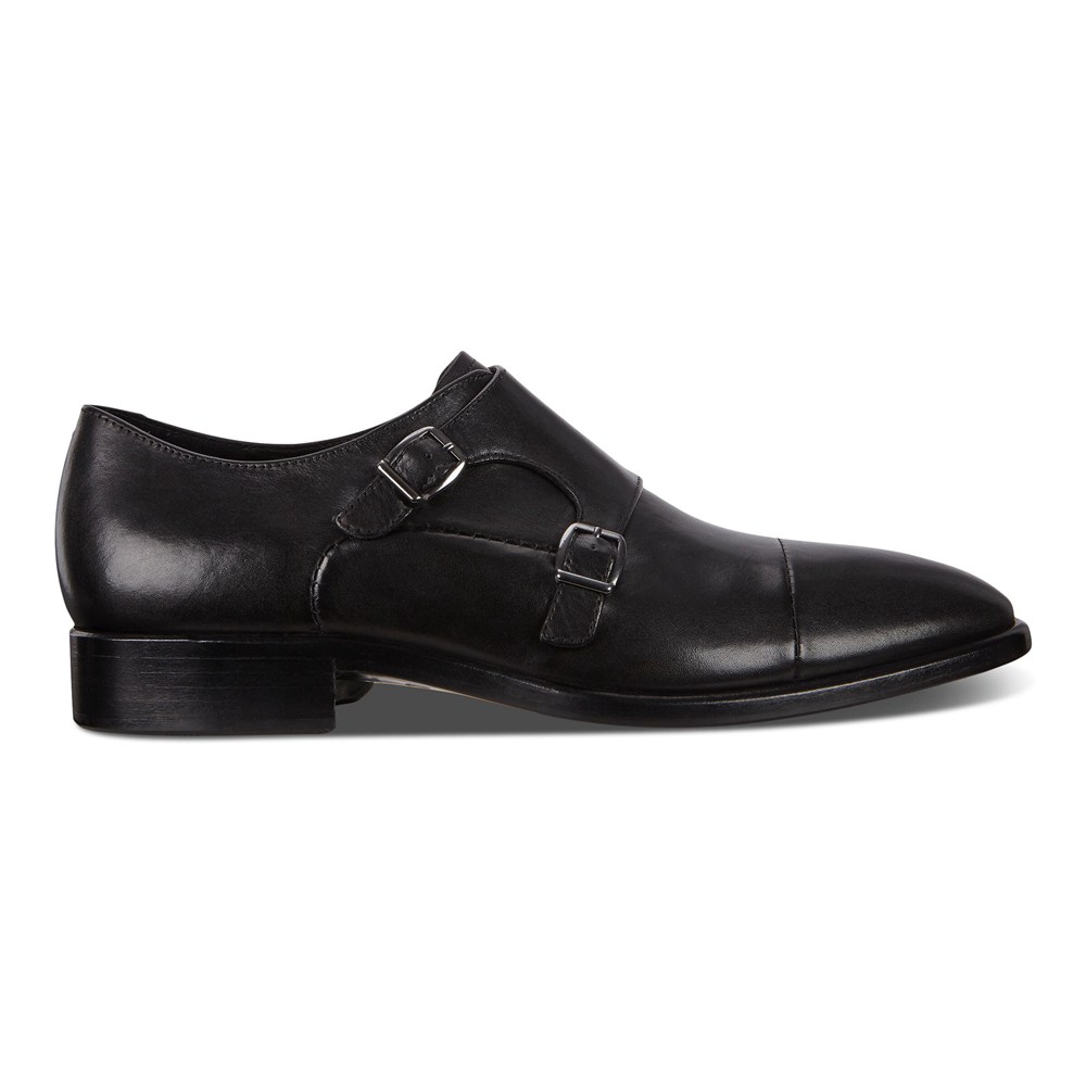 ECCO Mens Dress Shoes Black - Vitrus Mondial Double Monk Strap - FML-938065